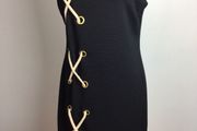 Savida black sleeveless textured dress with rope criss cross design size 14 includes postage
