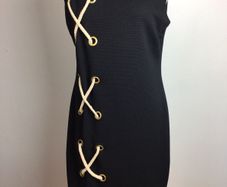 Savida black sleeveless textured dress with rope criss cross design size 14 includes postage