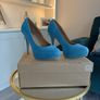 Dorothy Perkins Turquoise Faux-Suede Platform Court Shoes Size: UK 4 / EU 37 Image 4