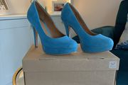 Dorothy Perkins Turquoise Faux-suede Platform Court Shoes Size UK 4 / EU 37