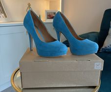 Dorothy Perkins Turquoise Faux-suede Platform Court Shoes Size UK 4 / EU 37