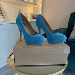 Dorothy Perkins Turquoise Faux-suede Platform Court Shoes Size UK 4 / EU 37