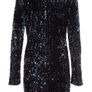 QUIZ Black High Neck Bodycon Sequin Dress Size 8 Image 3