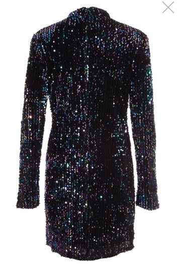 QUIZ Black High Neck Bodycon Sequin Dress Size 8