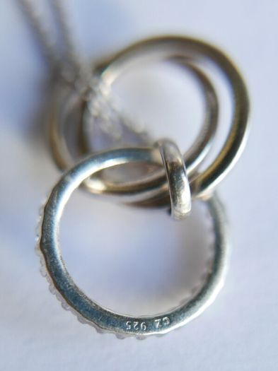 Sterling Silver 925 Cubic Zirconia Polished Triple Circle Pendant and Chain in the original box L 17" - 4,65g