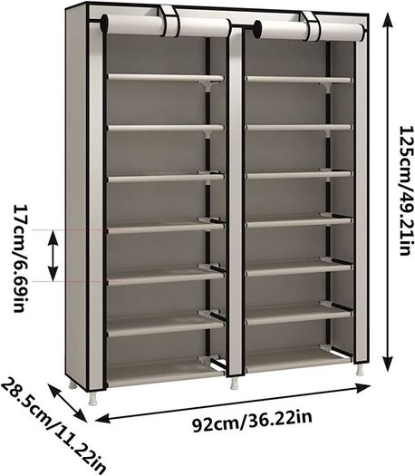 7 Tier Shoe Rack Storage Organiser with Big Capacity,Double Row Shoe Cabinet,Shelf,Closet with Nonwoven Fabric Cover MULTIPLE COLOURS AVAILABLE (FREE SHIPPING)