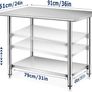 Stainless Steel Tables Commercial Kitchen Catering Table Heavy Duty Preparation Work Bench with Adjustable Under Shelf for Restaurant Home Hotel 91 X 61 X 85 cm Image 3