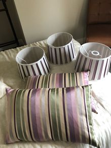 Light/lamp shades x3 & 2 cushions