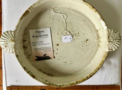 Poterie de Roquepertuis ceramic dish with scallop handles