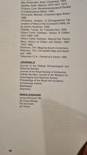 Hidden Conamara. Conamara Faoi Cheilt. Edited By Erin Gibbons. Connemara Press 1991.