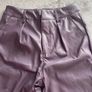 PU Leather Women's Pants Purple, High-Waist, Straight Leg Image 7