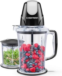 2-in-1 Food Processor and Portable Blender with 400W Motor, 2-Tiered Blade System, Ice Crusher - Ideal for Smoothies, Purees, Chopped Vegetables and More - Large and Small Jars, Pulse Function