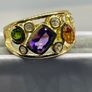 African Amethyst, Multi Gemstones Cluster Ring in 18K Yellow Gold Vermeil Plated Sterling Silver 2.508 Ct. Image 3