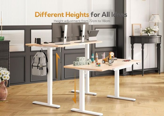 Electric Standing Desk with Drawer 140 x 60 cm Height Adjustable for Home Office Nature