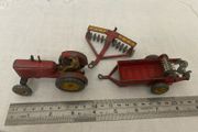 Dinky / Meccano 300/321/322, tractor (sold 30/6/24), spreader and harrow. See advert text for prices.