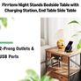 2 PCS Bedside Table with Power Strip, Bedside Cabinet with 2 Drawers, Bed Side Table for Bedroom, Night Stand, 2 AC Outlets, & 2 USB Ports, Side Table with Metal Frame, Rustic Brown Image 2