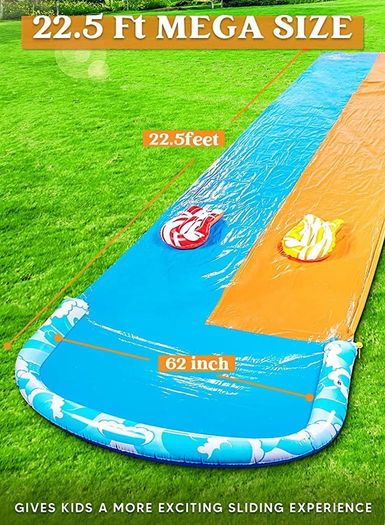 685 cm Slip Slide and 2 Bodyboards, Lawn Water Slides Slip N Waterslides Summer Water Toy with Build in Sprinkler for Backyard Outdoor Water Fun for Kids Adults (FREE SHIPPING)
