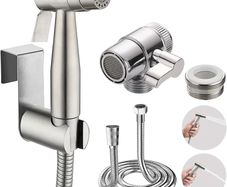 Portable Bidet Sprayer Kit - Stainless Steel Toilet Water Spray Bidet Attachment with Tap Diverter for Kitchen Sink Faucet or Bathroom