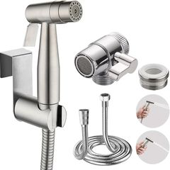 Portable Bidet Sprayer Kit - Stainless Steel Toilet Water Spray Bidet Attachment with Tap Diverter for Kitchen Sink Faucet or Bathroom