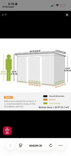 Outsunny metal garden shed - 2.8m x 1.3m