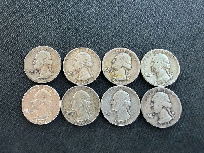 8 Silver America Quarters