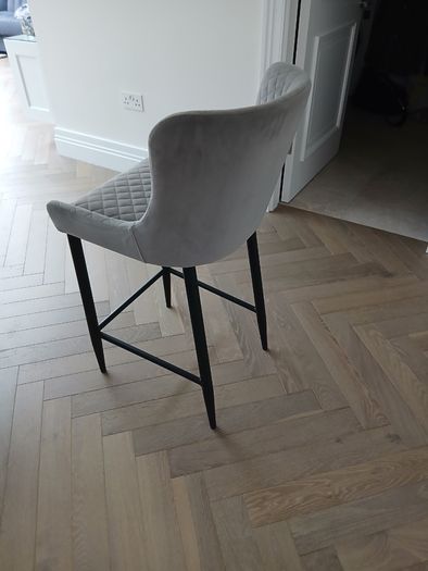 Jasper Grey Velvet Bar Stools x4