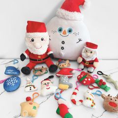 Pre Owned Bundle of 3 Festive Christmas Plush Toys & Keyring Bundle