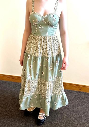 Green Floral Patchwork Maxi Dress - Size  M / 38 / 10