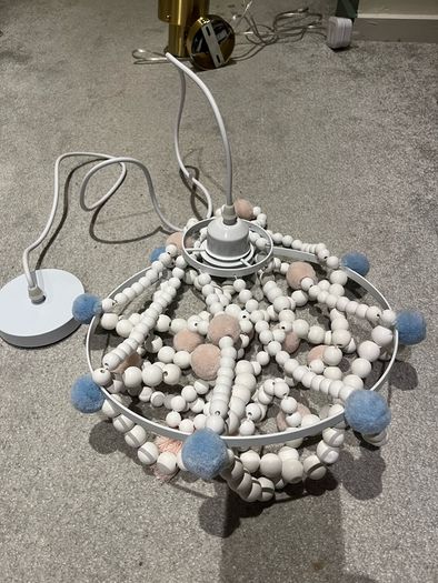 Pink and blue bead light chandelier
