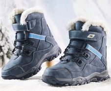Unisex Winter Snow Boots, Fleece Lined, Waterproof, Anti-Slip Outdoor  Blue Mid-Calf Winter Shoes size UK 2/3