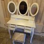 Laura James Style White Dressing Table Vanity Set with Triple Mirror & Stool Image 3