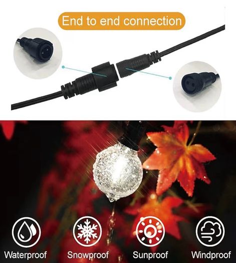 Outdoor 45M, Outdoor String Lights Mains Powered with 60+3 Plastic Shatterproof Bulbs(3 Spare), Waterproof IP65 Garden Lights for Backyard Outside Patio Pergola Party Wedding