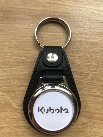 Synthetic  leather Kubota keyring with shopping trolley token/coin