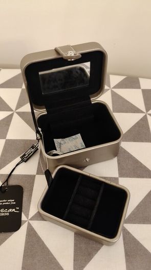 Jewelry Box Faux Leather Travel Size Double Compartments Mirror Tuscan designs