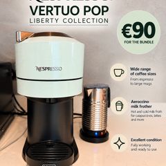 Nespresso Vertuo Pop Liberty Collection + Aeroccino Milk Frother Bundle  Excellent Condition