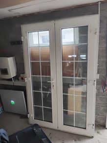 white upvc French door