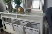 Console table with 3 storage baskets 133cm W x 36 cm D x 75cm H