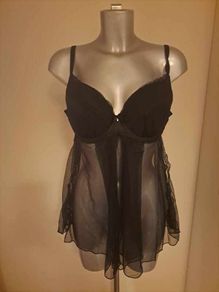 BNWT Ann Summers Ebony padded underwired  babydoll Black size UK18 EU46 cup C/D Postage included