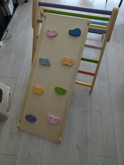 Pikler Triangle Climbing Set with Slide & Climbing Wall/Rocks