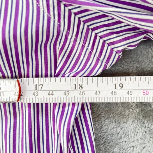 Ralph Lauren - Womens - Size 10 - Purple Stripe Long Sleeve Cotton Shirt