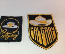 2 x Vintage Calgary stampede Patch Badges White Cowboy Hat Canada includes Boy Scouts
