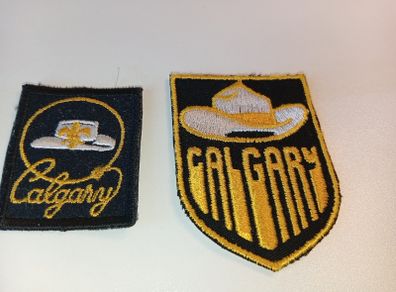 2 x Vintage Calgary stampede Patch Badges White Cowboy Hat Canada includes Boy Scouts
