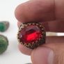 15 Mixed Vintage Rings Antique Style Brass Glass & Stone Collectible Ring Lot Image 7