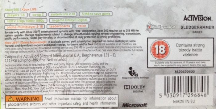 Call Of Duty: Modern Warfare 3 [2011] (Xbox 360 Game)