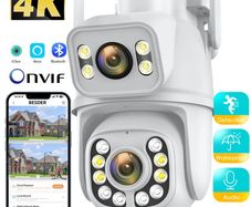4MP 4K PTZ Wifi Camera Dual Lens with Dual Screen Ai Human Detect Auto Tracking Wireless Outdoor Surveillance Camera iCSee App
