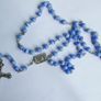 Vintage Rosary With Blue Beads and Rosary Pouch Image 2