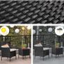 _Polyrattan Garden Furniture, Set with 3 Pieces, Garden Table with 2 Chairs, Side Table with Tempered Glass Top, 2 Removable Cushions, for the Patio, Garden, Balcony Image 8