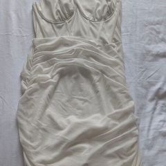 White corset ruched dress