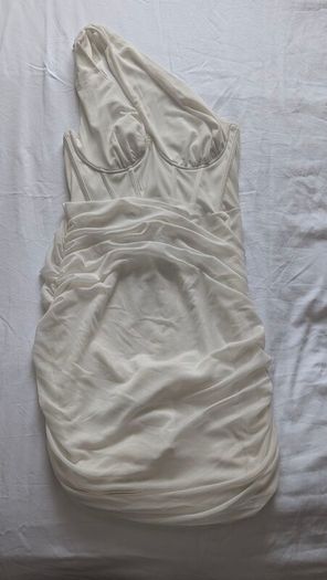 White corset ruched dress