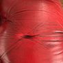 Red leather chesterfield arm chair vintage Image 6